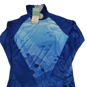 Weligu UPF 50+ Sun Protection Hoodie Men's Small Long Sleeve Fish‎ Blue